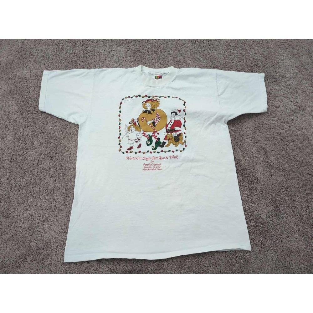 Vintage World Car Jingle Bell Run&Walk T Shirt Mens L Fruit of the Loom 1990s
